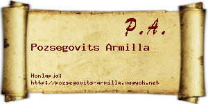 Pozsegovits Armilla névjegykártya
